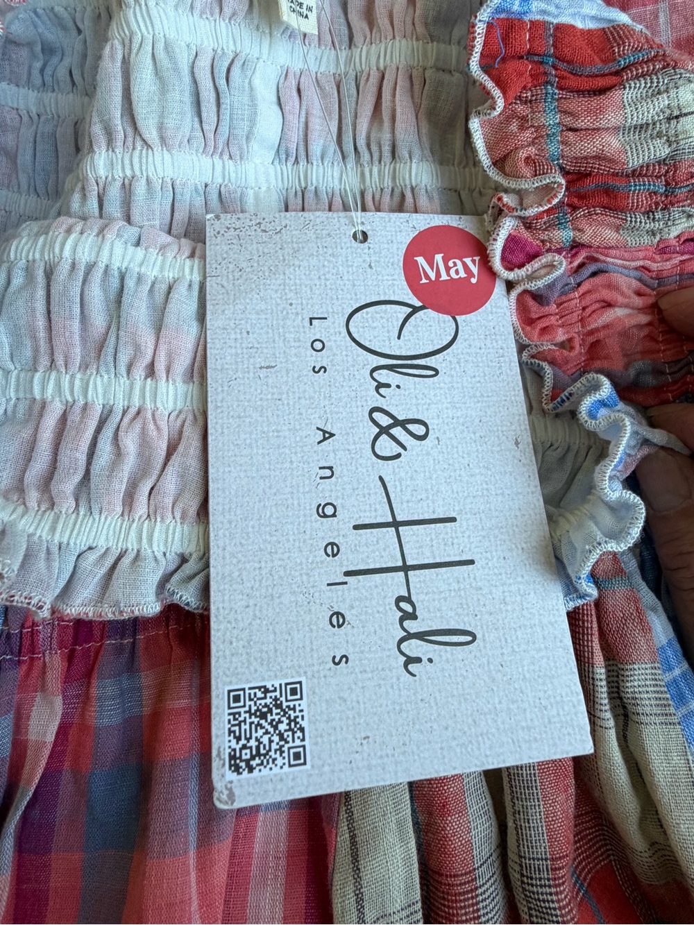 NWT Oli & Hali Plaid Maxi Skirt S Smocked Cotton Boho Prairie - Picture 7 of 11
